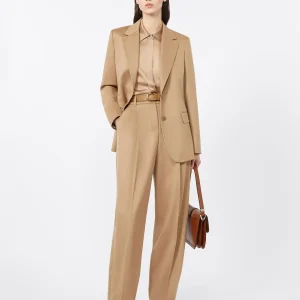Max Mara Paride Flagrende bukser i ren ull Camel