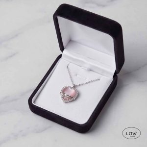 Blush Heart Bow Necklace Silver
