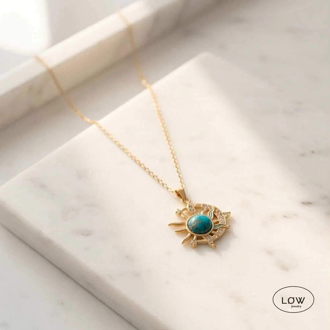 Celestial Earth Moon Necklace Gold - Image 5