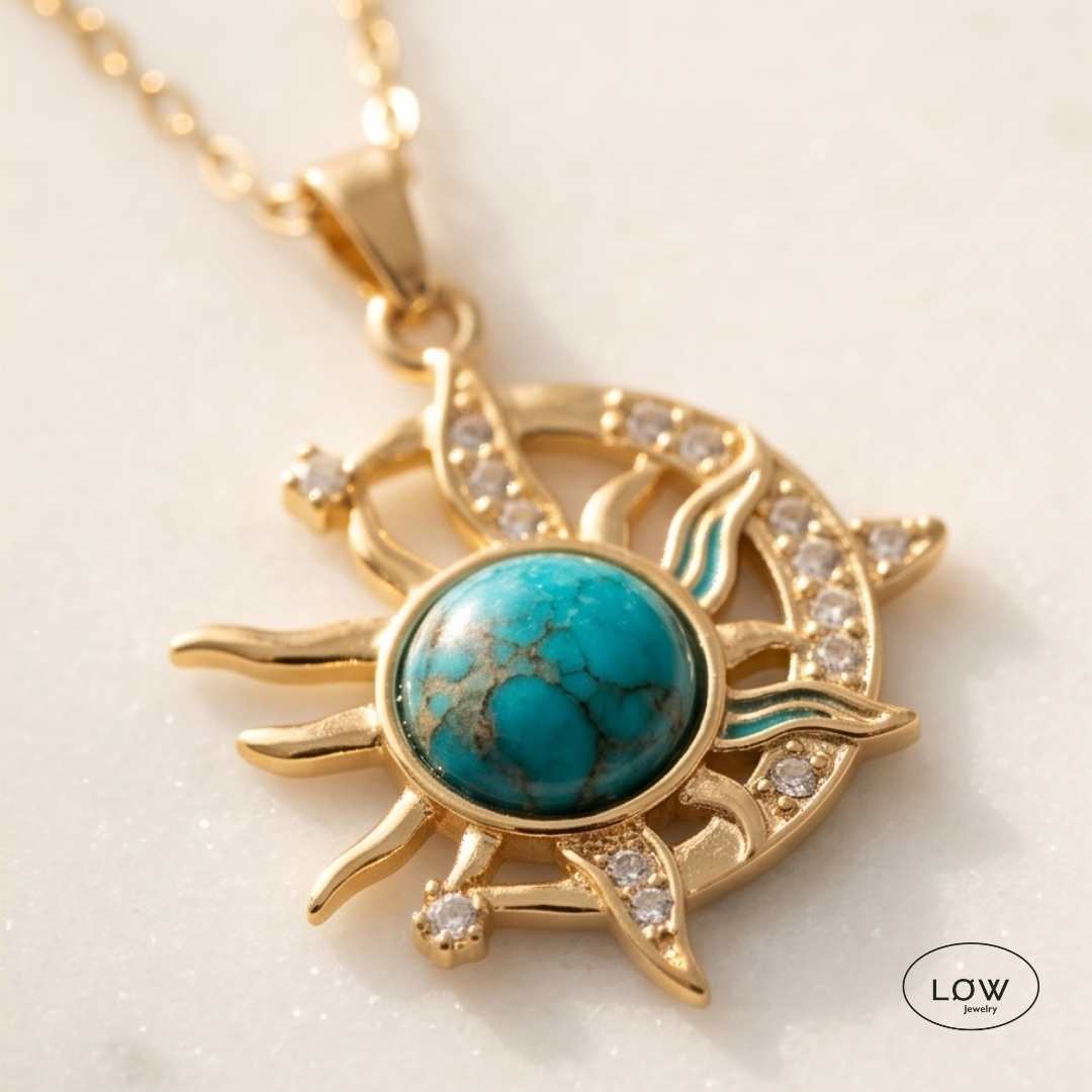 Celestial Earth Moon Necklace Gold - Image 4