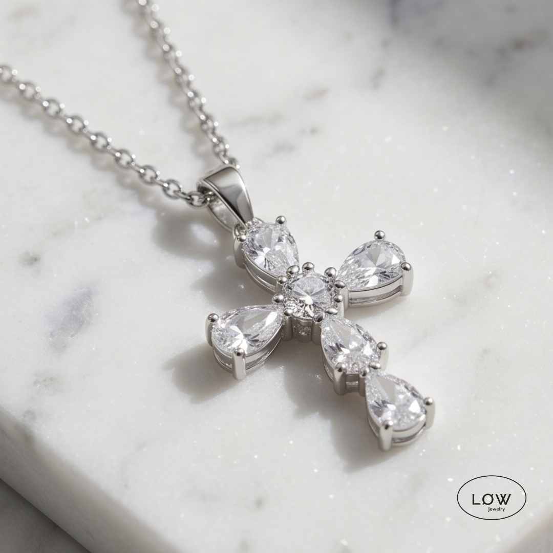 Celestial Cross Necklace Silver