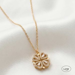 Gold Convertible Clover Heart Necklace