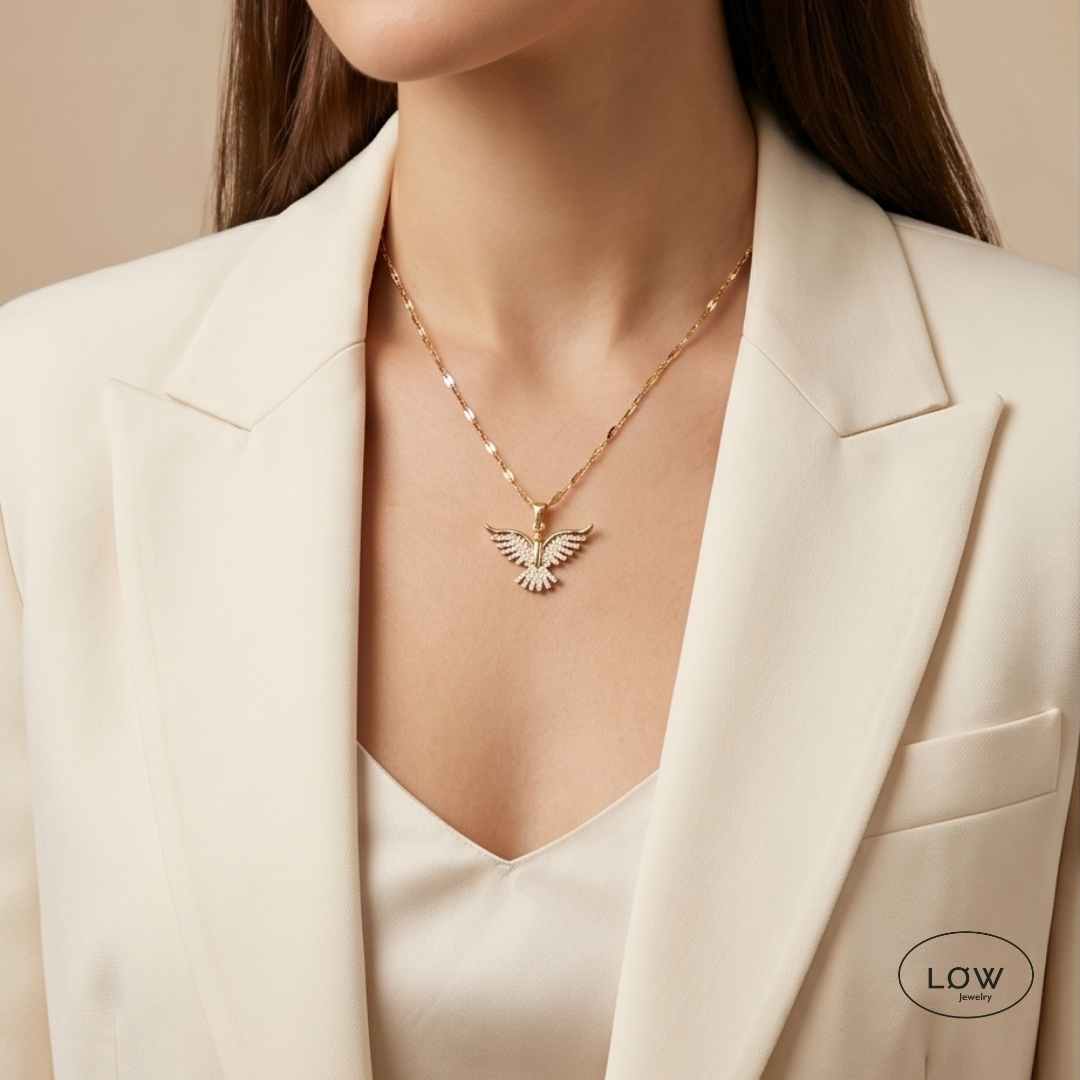 Golden Dove Zircon Necklace