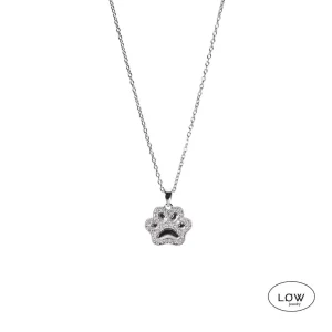 Paw Print Necklace – 18K White Gold