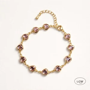 Light Pink Glass Heart Bracelet