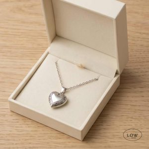 Minimal Heart Locket Necklace Silver