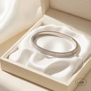 Radiant Double Zircon Click Bracelet Silver