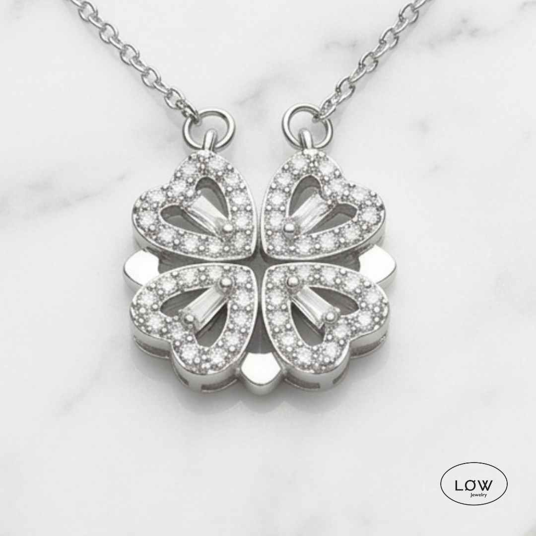 Silver Convertible Clover Heart Necklace - Image 2