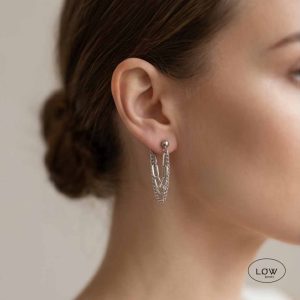 Silver Double Chain Tassel Earrings